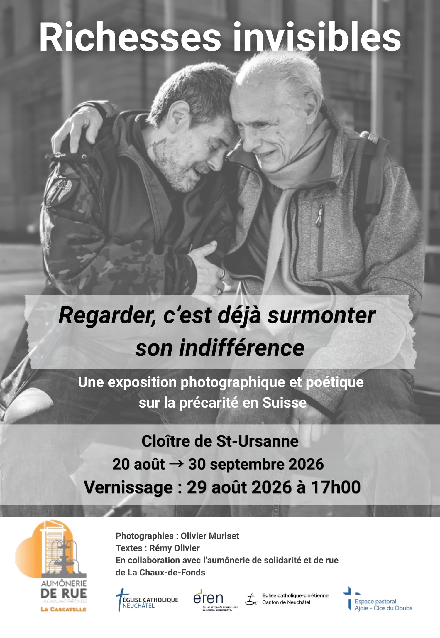 Exposition de photos sur la précarité à Saint-Ursanne du 20 août au 30 spetembre 2026.